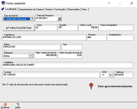 Visulização da área geral do terreno